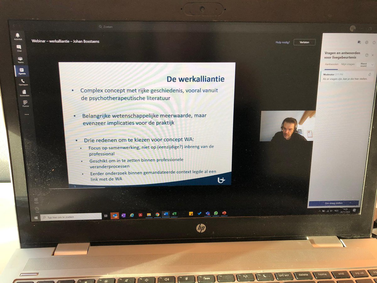 Vandaag lichtte dr. <a href="/JBoxstaens/">Johan Boxstaens</a> in een live webinar zijn onderzoek verder toe aan al onze medewerkers en ging hij in op hun vragen. Waarvoor dank !

#werkalliantie #justitiehuizen #evidencebased #coronaproof