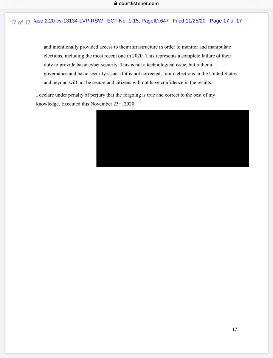 Michigan Filing: Exhibit 105  https://www.courtlistener.com/recap/gov.uscourts.mied.350905/gov.uscourts.mied.350905.1.15.pdf