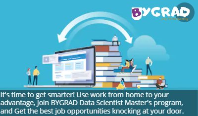 Siliguri124's tweet photo. It's time to get smarter! Use work from home to your advantage, Join BYGRAD Data Scientist Master's program, and Get the best job opportunities knocking at your door.
✔ Enroll for Online Data Science Course

#BYGRAD #BYGRADEducation #6MonthsInternship  #datascience #python https://t.co/fjyWODOHjJ