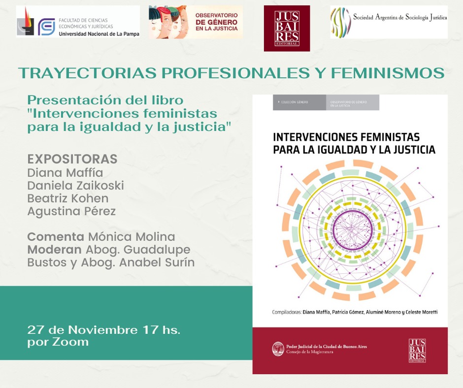 Junto a <a href="/EcoyJuridicas/">EcoJur UNLPam</a>, <a href="/sasjuridica/">Sociedad Argentina de Sociología Jurídica (SASJu)</a> y <a href="/editorialjus/">Editorial Jusbaires</a> 
 presentamos el libro: Intervenciones feministas para la igualdad y la justicia compilado por <a href="/dianamaffia/">Diana Maffía</a> , <a href="/patobarna/">Patricia Gómez</a>, <a href="/malumoreno2010/">Malú Moreno</a> y <a href="/malhumoretti/">Celeste Moretti 💚</a> 

Este viernes 27 a las 17hs por aquí:  youtu.be/ihVmEjgdFi0