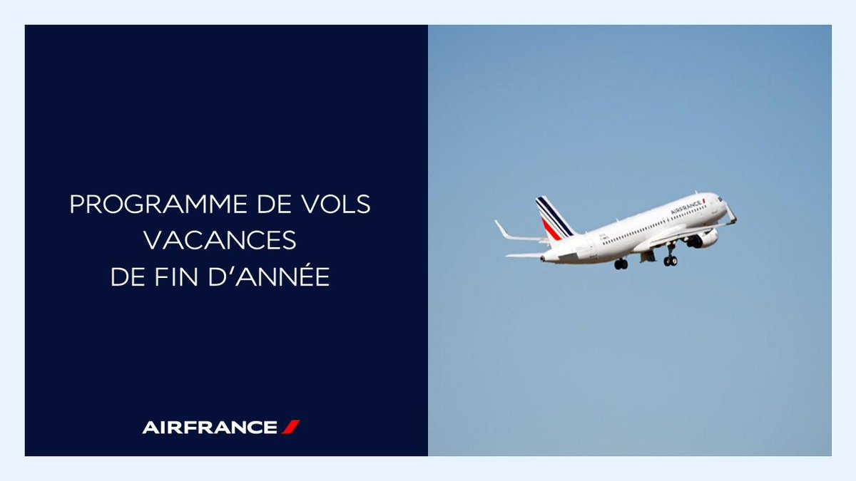 #AirFrance détaille son programme de vols pour les vacances de fin d'année : 
▶️Capacités x3 sur le réseau domestique &amp; ouverture de 13 lignes saisonnières
▶️Renforcement de la desserte des Outre-Mer
Et toujours des billets 100% modifiables &amp; remboursables bit.ly/33fOOqz