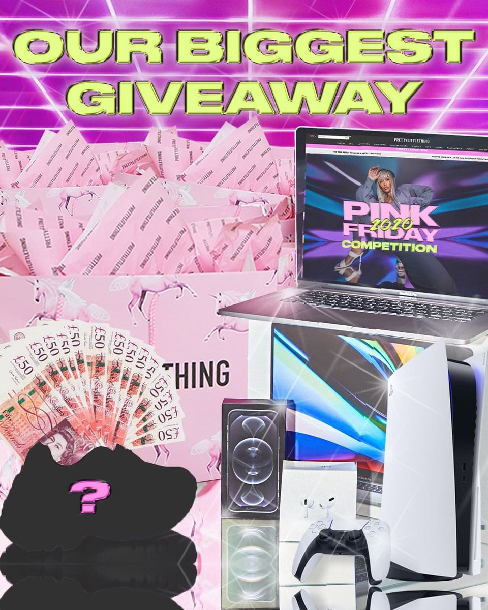 OUR BIGGEST GIVEAWAY THIS YEAR 🔥This #PLTPinkFriday you could WIN 👉a Brand New iPhone 12, a 16" Macbook Pro, Airpod Pro's, a Playstation 5, £500 to spend on PLT, a pair of DESIGNER shoes AND £10,000 CASH!!! 🤑💕 To enter head over to our IG channel 🤑👉bit.ly/3l9cJxS