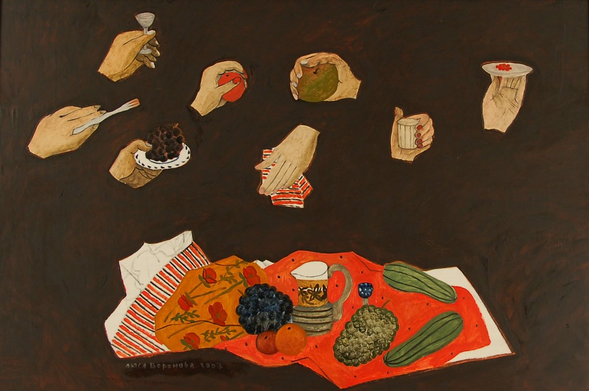kolodzei's tweet photo. Wishing everyone a healthy and Happy Thanksgiving! Image: Lusy Voronova, Feast, 2007. Oil on canvas, 38-1/4 x 57-7/8 in. Kolodzei Collection of Russian and Eastern European Art, Kolodzei Art Foundation https://t.co/VBPbe0vNWS