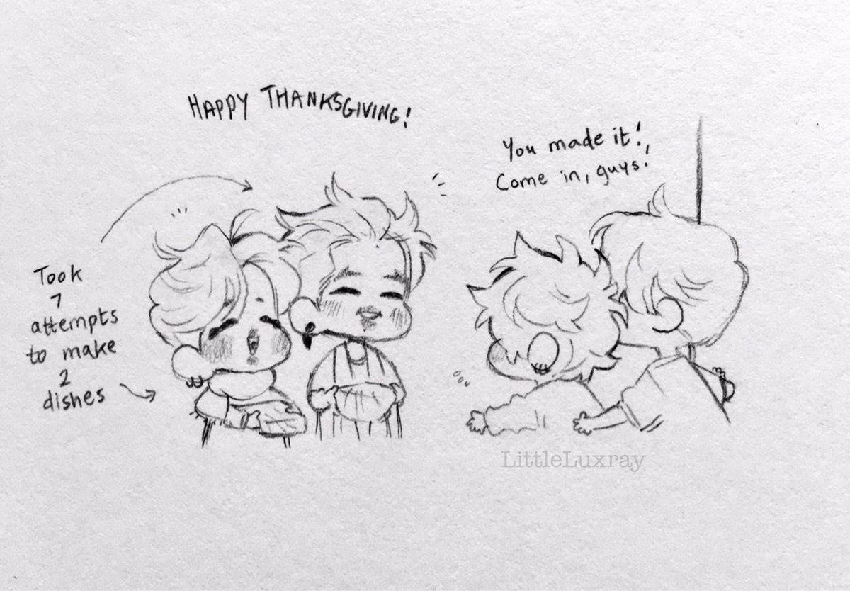 Happy Thanksgiving! Yoon and Hobi invited Joon and Jimin to their home for some food ;; (they also invited Tae but he didn't want to come...) Please accept this tiny art for now while I try and make a better post TvT ? 