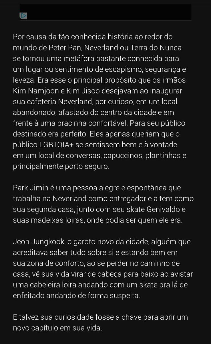 jikooksquish's tweet photo. ✘ Fanfic Jikook ✘

→ Título: Neverland
→ Escrita por: @ArielNick3
→ Watt: https://t.co/5go3zy6TO2
→ Spirit: https://t.co/m2aBHzl4rs
→ Spotify: https://t.co/X8LwDUoFGc
→ Deezer: https://t.co/andiC6iOK7
→ Tag da fic: #cafécolorido

#assexual #bissexual #namjin #pansexual https://t.co/MWhmiwj1YI