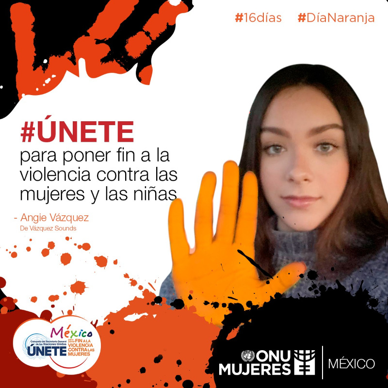 UNICEFMexico's tweet photo. El papel de las y los jóvenes es muy importante para desnormalizar y eliminar la violencia que viven las niñas y las adolescentes.
Como @angieevazquezzz de @Vsoundsofficial, #PintaTuMundo de naranja y únete a los #16Días de activismo.
@ONUMujeresMX https://t.co/MgQSB3gsr9