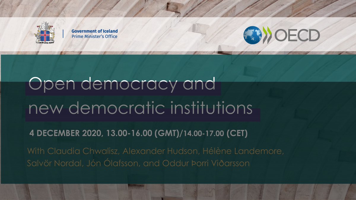 Jon_Olafsson's tweet photo. A great opportunity next week to talk about #opendemocracy and democratic innovations with @Landemore &amp; @ClaudiaChwalisz @OECD. We will be looking at Constitutional Design with the PMO @oddurthorri and former Constitutional Council chair Salvör Nordal. @lCesnulaityte @DCDIceland https://t.co/tc26FLTHbh