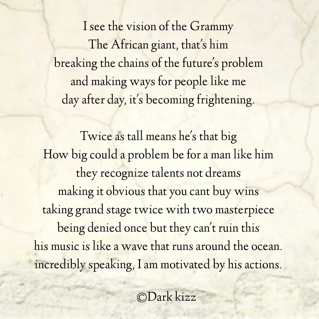 kizz_dark's tweet image. My poem for the legend burnaboy
#BurnaXGrammy #Burnaboy #CongratulationsOzo