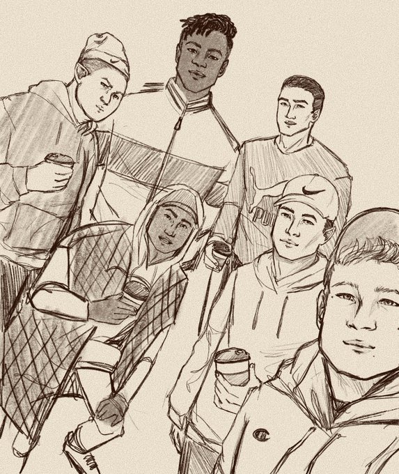 My partner had asked for my current dnd boy with his blokes and here they aaaare. They're dumb and I love them, (I can't believe I've legit created full blown npcs for him ??) 