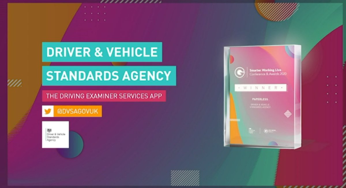 lorrainejh71's tweet photo. DVSA's driving examiner services app wins at the #smarterworkinglive awards. Couldn't be prouder to be part of this fantastic team @DVSAgovuk @BJSSLtd @KainosSoftware https://t.co/xZynNJjvbb