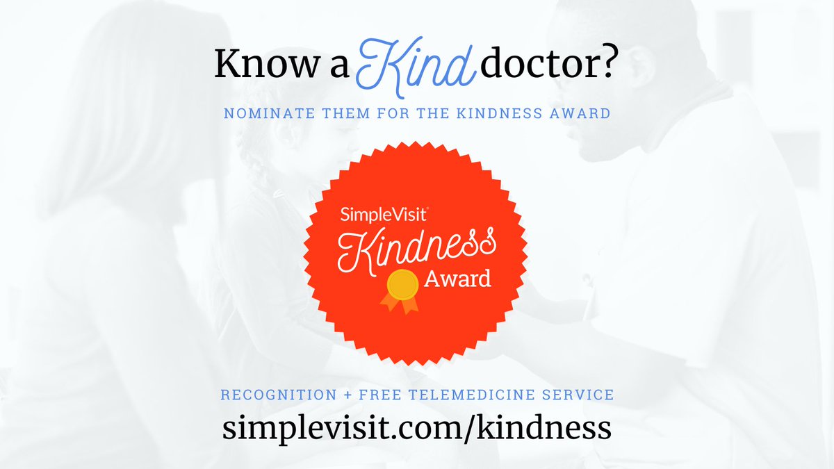 SimpleVisitMD's tweet photo. SimpleVisit's FIRST #KindnessAwards! During this season, we want to help you give back to those who have given to you. The nomination period runs from Thanksgiving to Christmas &amp; EVERY nominee gets a month of user-friendly #telemedicine services FREE! https://t.co/pRqVQwcPnr https://t.co/yXw6HV6Ak8