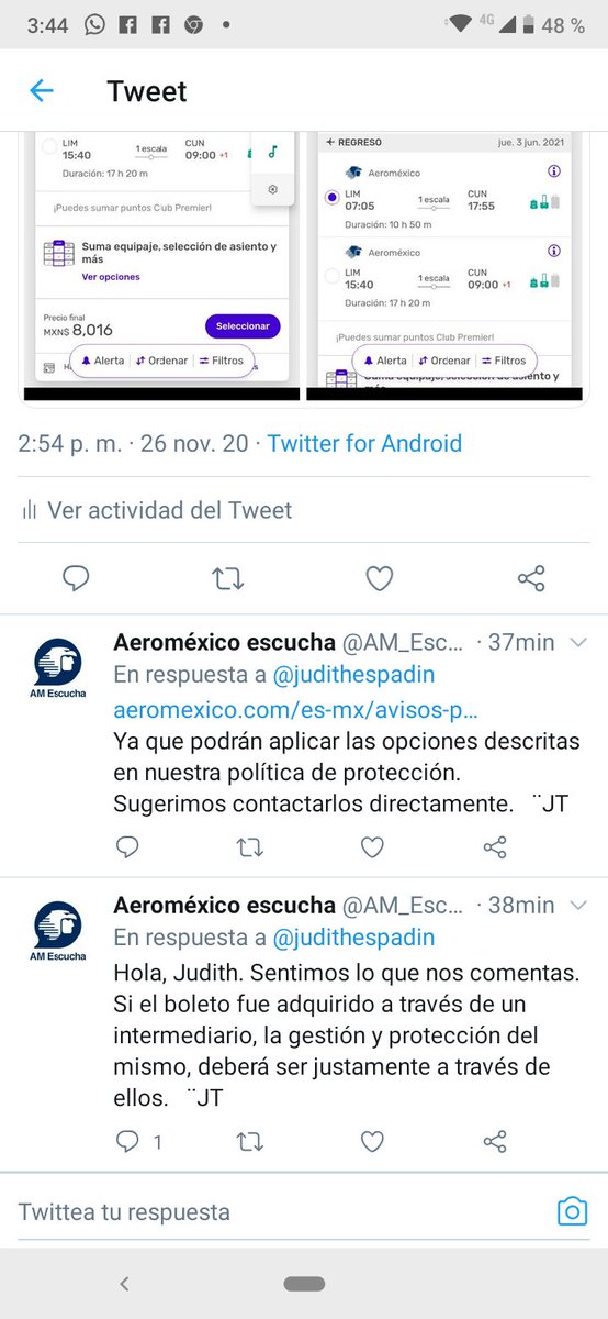 juditespadi's tweet photo. @DespegarMx Son defraudadores no compren, quise usar ticket por vuelo cancelado por valor de 9260, cotizan un vuelo a 8016 y al momento de aplicar el ticket quieren que pague 998 pesos más, llamo y dicen que es el sistema de la aerolínea y esta lo niega, directo cotiza a 7014. Son 3244 más! https://t.co/zwD2CqzKEt