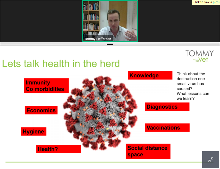 ShaneMcAuliffe1's tweet photo. Great slide by @tommythevet - what lessons have we learned with #Covid19 that we can put into practice with our own herds of cattle? #AHAW2020 #AnimalHealthAwarenessWeek https://t.co/xpx9joiAx3