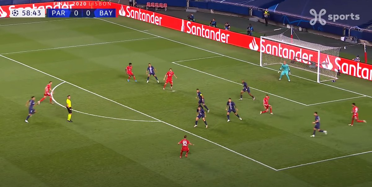 Look closely, Kimmich constantly moving to lose his marker and give Thiago an option in the midfield... Beautiful first touch, he already knows where he will pass the ball Gnabry cross for Muller  Kimmich is completely unmarked with a perfect vision of the pitch  Coman 