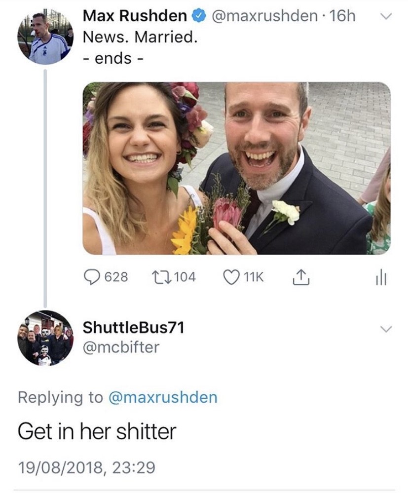 then we got married and ShuttleBus71 left us a sweet message.