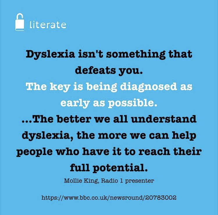 Dyslexia isn't something that defeats you. The key is being diagnosed as early as possible. 
❖ bbc.co.uk/newsround/2078… ❖
Mollie King, Radio 1 presenter
#dyslexia #dyslexiaeducation #succeedwithdyslexia #dyslexiasupport #dyslexiaawareness #education #reading #dyslexiadiagnosis