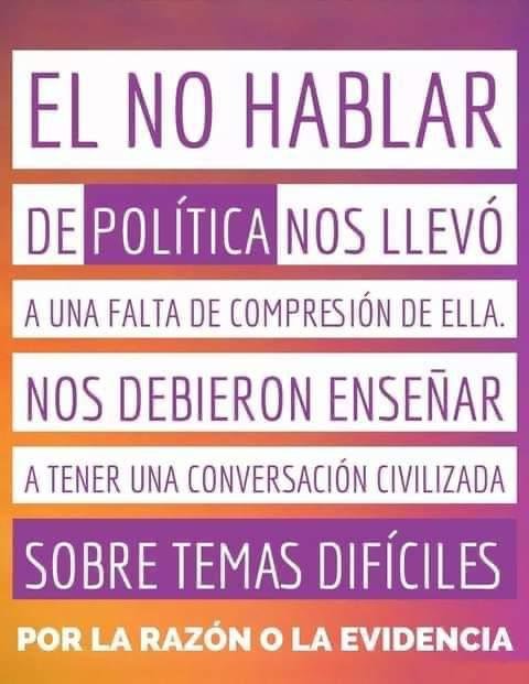 GarayaM's tweet photo. Siempre recuerdo la frase de antes: "Mejor no hablar de fútbol, religión y política". Al contario, debemos aprender a hablar de cualquier tema sin ofender y sin ofenderse. Racionalmente. https://t.co/K5GctGmXl2