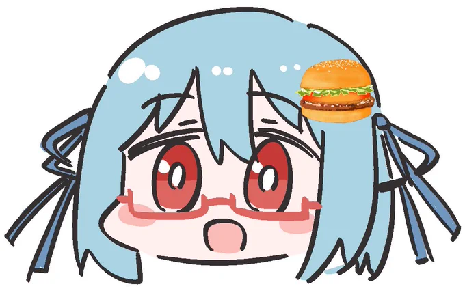 ハンバーガー部分に重きを置いたハンバーガーちゃんのイラスト 