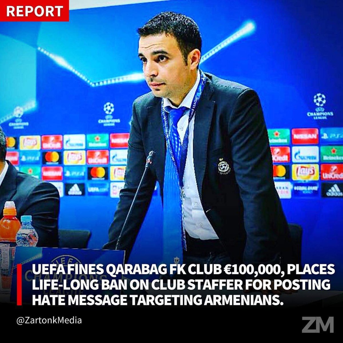 geviskajyan's tweet photo. Living in a world where a sports organization like UEFA is tougher on hate and war crimes than the EU. https://t.co/Mc1lUJT87i