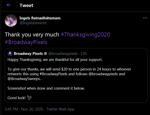 NoHumanInSight's tweet photo. @broadwaypixels @BroadwaySweeps Thank you! $20x12h #BroadwayPixels
@gehenna88 @OG_Tweet_ @iiSnowAngel88ii @megannfair @nikkininja25 @RabbitsGhost @chausette120 @jpoozey @DebbieKloc1 @HazardsM @TxGamerChick @Hifzawtf @Sirge00 https://t.co/Jjch0UzWJ2