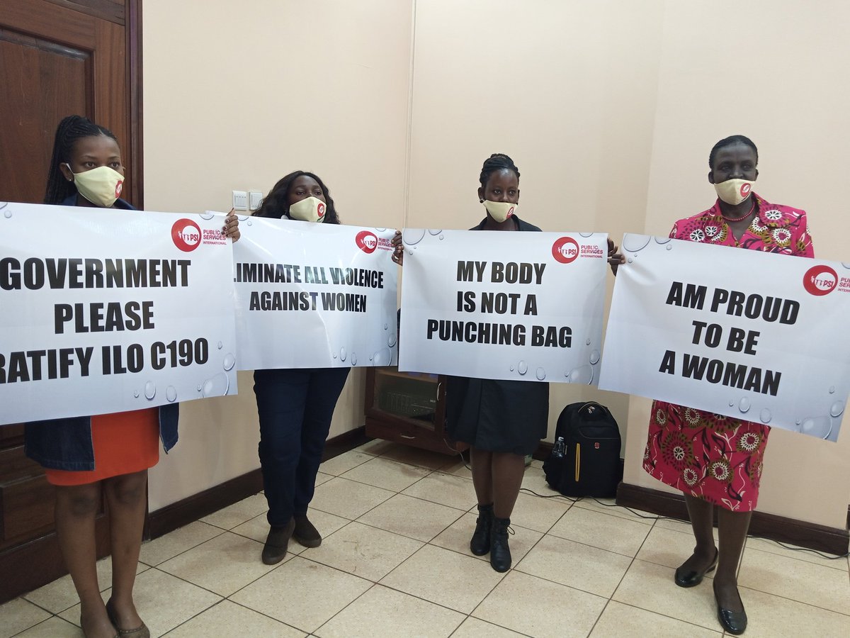 KigereRose's tweet photo. With the Public services International Aw demand for Ratification of the ILOC190 #womensworkisrealwork #endgbv #sexualharassmentmuststop
#16DaysofActivism2020 #16DaysOfActivismUg
With @WoriUganda @SNatenda @SonaKimb @uwonet @cehurduganda @FemmeUg https://t.co/Adz6ijcSjm