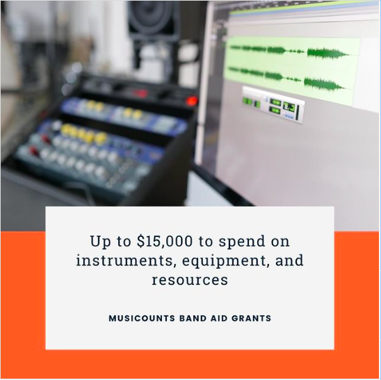 strutent's tweet photo. Good news! @MusiCounts’ #BandAid program deadline has been extended until December 11th. Head over to https://t.co/nQ2WQtEbaR to submit an application for the #MusiCounts Band Aid grant. #MusicEducation #MusicClassIsEssential https://t.co/BI6CE2Stom