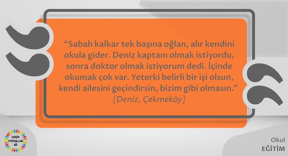 Görüşme yaptığımız 103 haneden 73’ünde okula giden toplamda 141 çocuk bulunuyor.  Bu çocukların 62 tanesi ilkokula, 48i ortaokula, 31i liseye devam ediyor ve %81’i okula isteyerek gittiklerini, okulu sevdiklerini söylüyor.