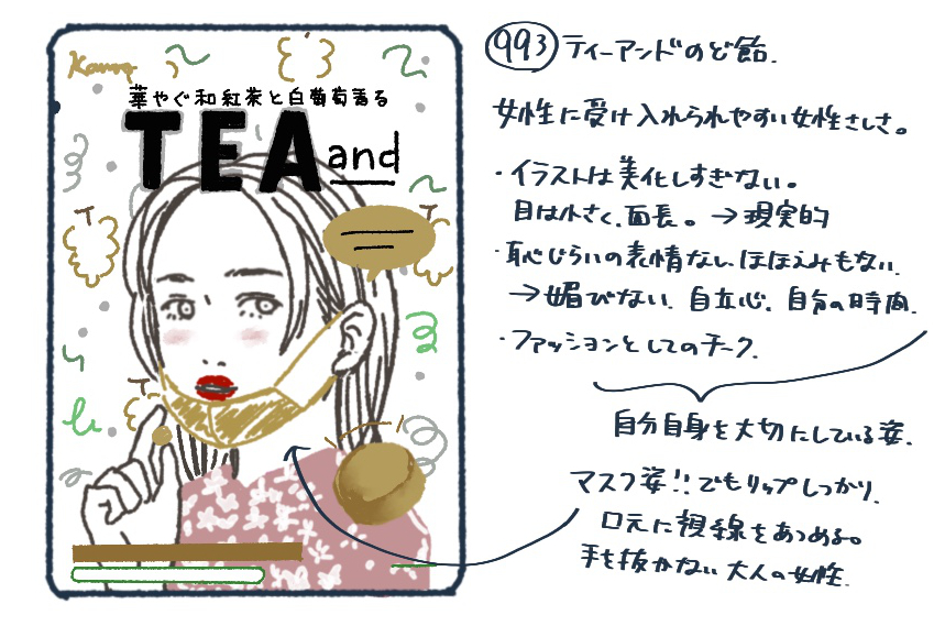 ひよ A Twitter 993日目 ティーアンドのど飴 イラストの女性はほぼ無表情 微笑んだり恥じらったりする女性の姿を使うと批判されることがある 表情のない方が評価される気がする 自分自身と向き合っている時は 顔には表れないからだろうか 毎日続けるよ ヾ