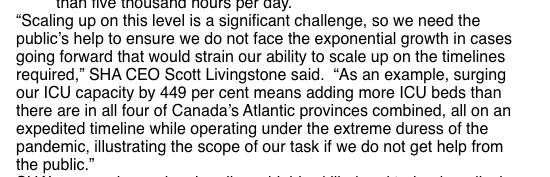 zakvescera's tweet photo. In a release, the SHA says all but three of its ICU beds in Saskatoon are full

It forecasts it will need to create about "200 more beds for COVID patients than currently exist in all the hospitals outside of Saskatoon and Regina combined" #skpoli https://t.co/0EJuaD68tr