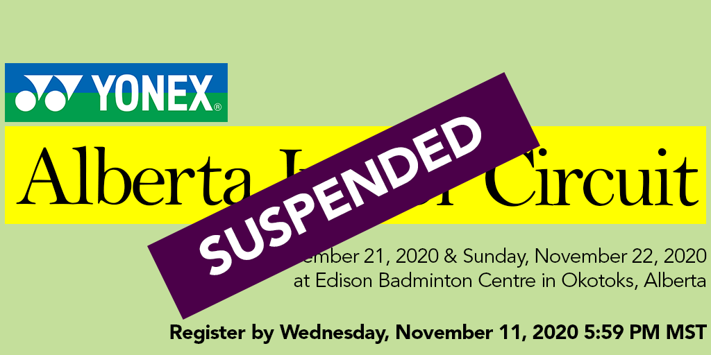 badmintonab's tweet photo. Due to new COVID-19 restrictions, we are suspending all programs and tournaments until at least Jan 5, 2021.
Refunds will be issued immediately and we are working on relaunch plans with tournaments hopefully operational by Mar 2021. https://t.co/p3yPBfQ9dC