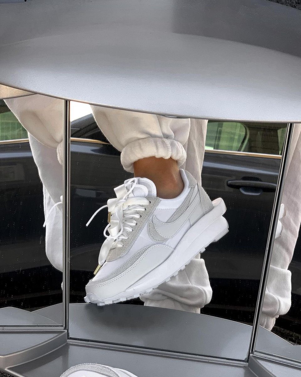 sacai white nylon on feet