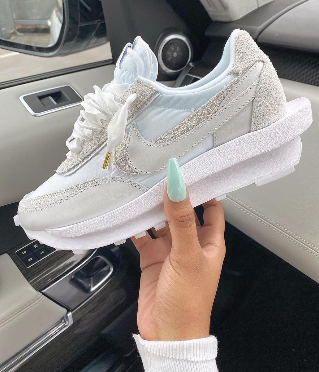 sacai white nylon on feet