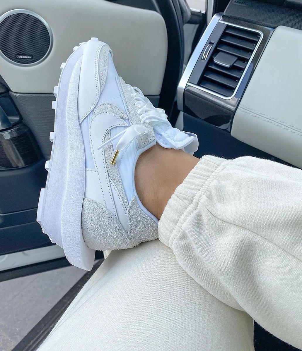 sacai white nylon on feet