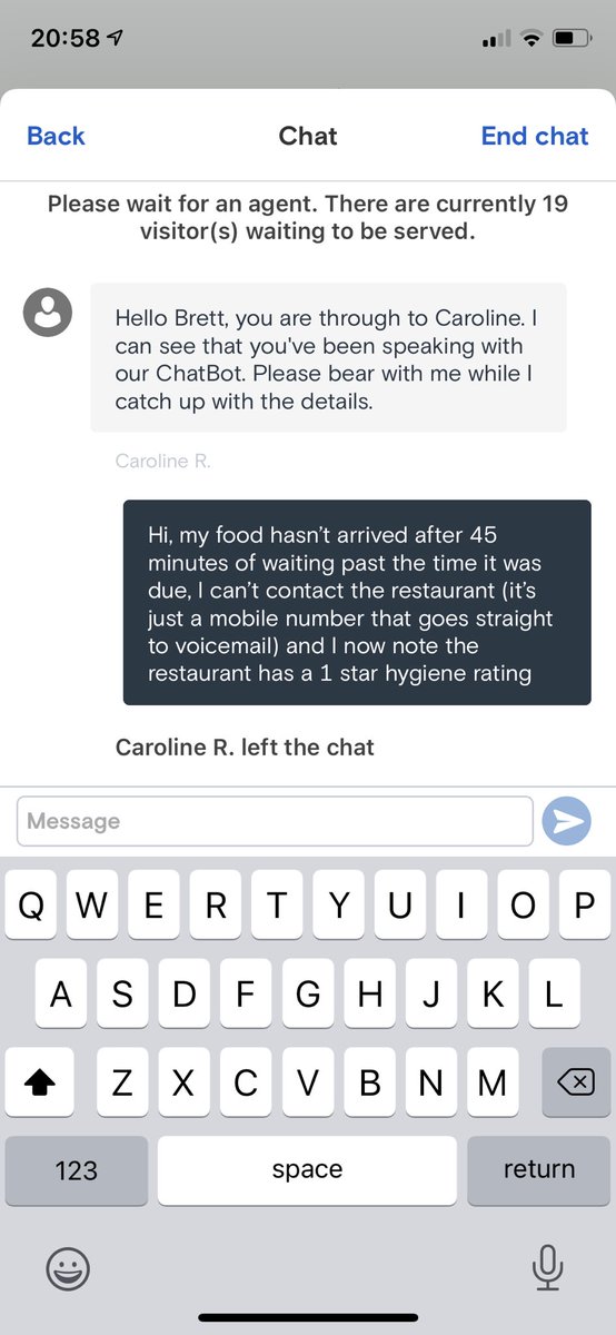 Classic customer support from <a href="/JustEatUK/">Just Eat UK</a> Think I’ll stick with somewhere that actually helps its customers and vets its restaurants in future!