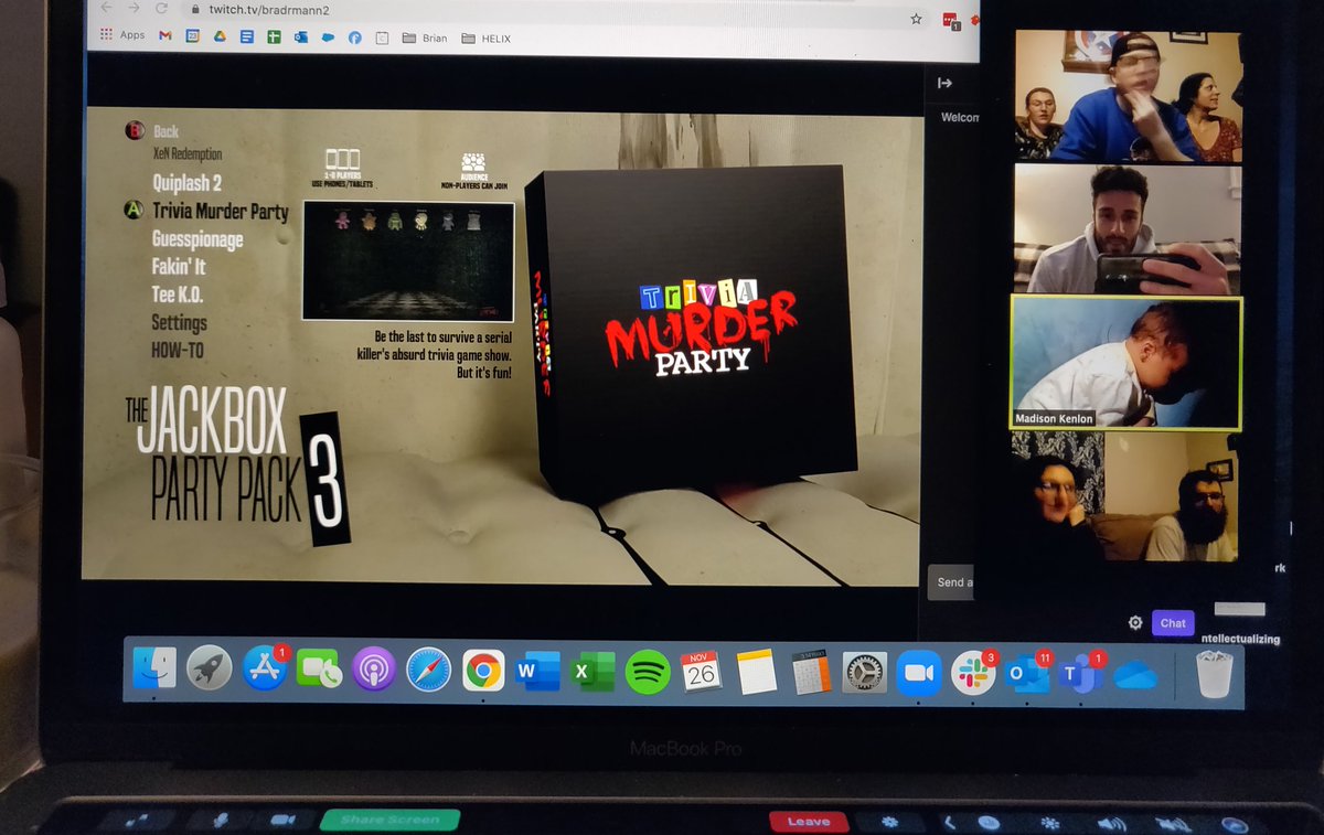 brstraka's tweet photo. Thanksgiving, 2020:

Everyone playing Jackbox from across WNY while also hanging out on Zoom https://t.co/G7W6kOJ4bx