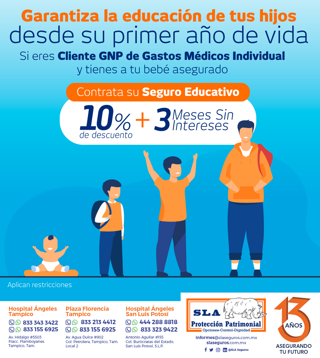 sla_seguros's tweet photo. Qué mejor regalo que garantizar los estudios profesionales de tus hijos.

Si tu bebé acaba de nacer, lo tienes asegurado y eres #Asegurado #GNP de Gastos Médicos Individual, puedes acceder a estos beneficios al contratar un #Seguro #Educativo. https://t.co/urQQwg9e2r