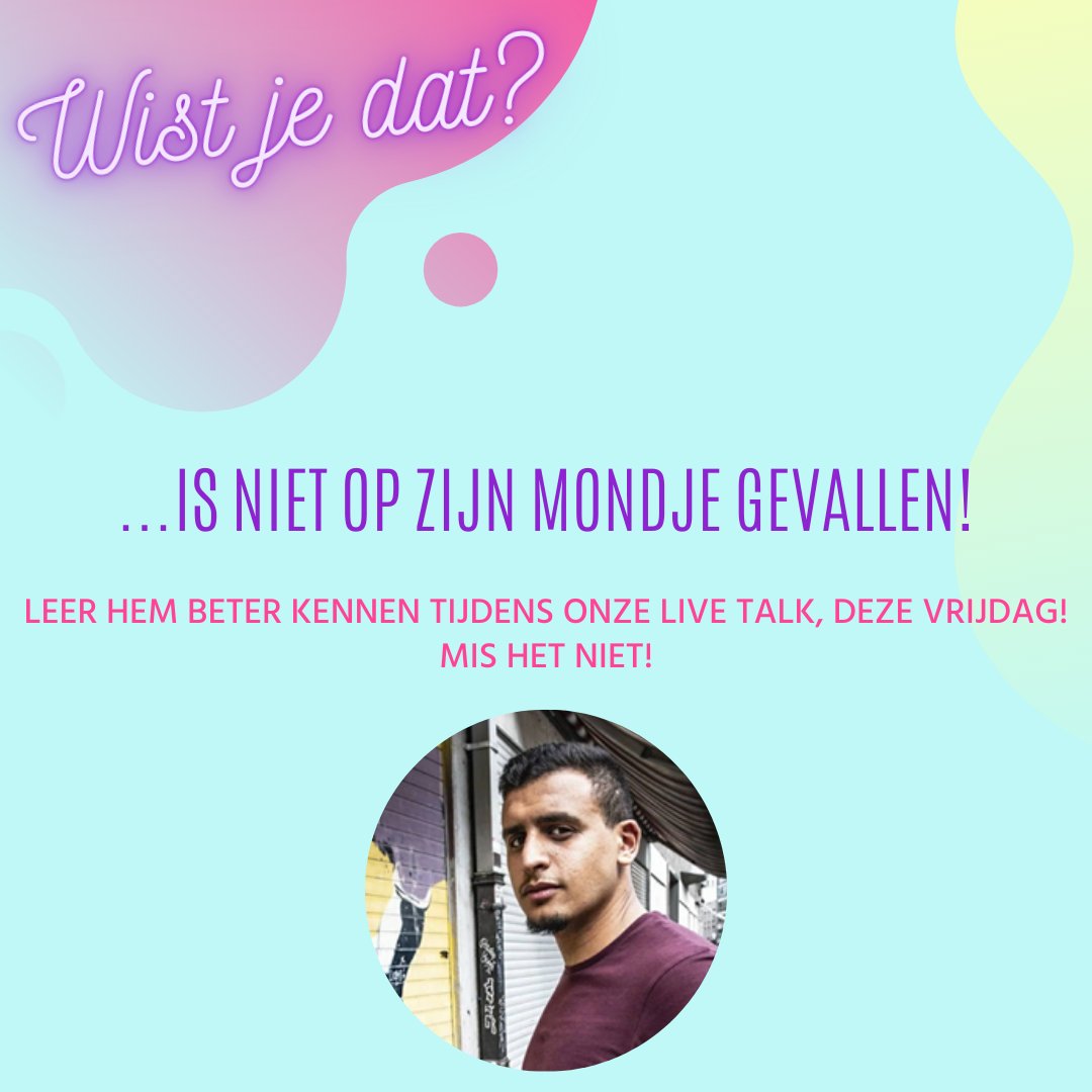 Deze avond zullen we in gesprek gaan met <a href="/Bouboutyassine/">Boubout Yassine</a> !
Hier zijn enkele weetjes om hem beter te leren kennen! 🤗

Tot dan op onze Instagram Live! instagram.com/fleksbe/
