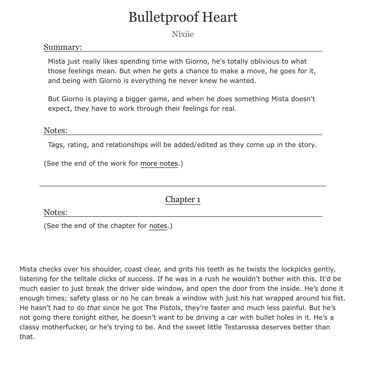 It is time for an #ExtraKudos thread! Let's start with Bulletproof Heart by @NixiieNoiz . I've read this fic many times and it always manages to break my heart. The characters feel real, vulnerable - making so many mistakes over the course of their relationship. 