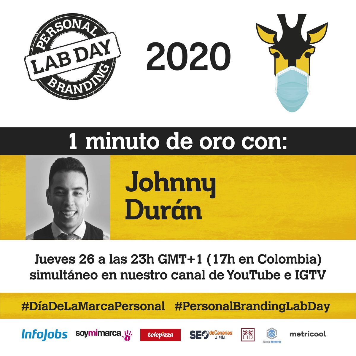 PBLabDay's tweet photo. 📢 ¡Cerramos la noche con broche de oro! 😀🦒

En su Minuto de Oro, @johnnyduran te habla de cómo el trabajar su marca le ayudó a crear una empresa que gestiona deportistas de élite.

¡No te lo pierdas por nada del mundo!

⏩ https://t.co/WlnaFXcJLj https://t.co/Y5HrUs6SXv