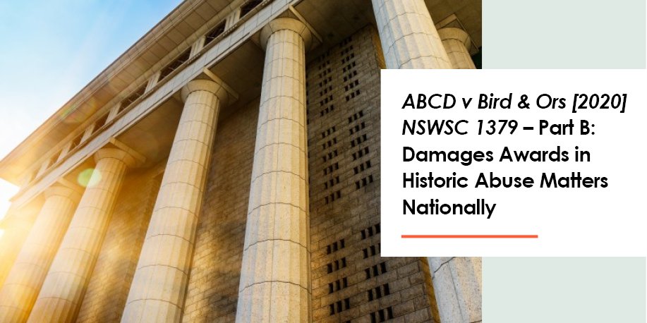 Legalwise_Aus's tweet image. Karen Stott, solicitor and nationally accredited mediator, continues her comprehensive case summary of ABCD v Bird &amp;amp; Ors [2020] NSWSC 1379. In Part B, she delves into the award of damages. Read full article bit.ly/3pTGq9W

#casesstudy #court #auslaw