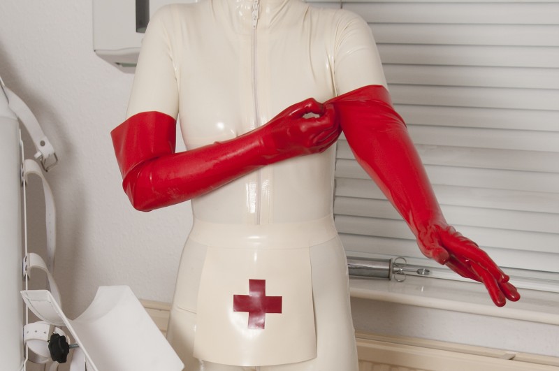 Nurse fisting latex subway