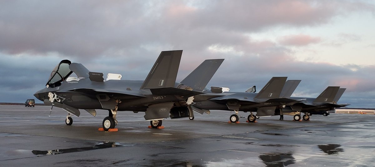 CoronetEast's tweet image. The RAF F-35s arrived this evening at Gander from Memphis #KMEM as #RRR9711 flight. They should be departing to RAF Marham #EGYM tomorrow Friday November 27 with Voyager #RRR9301 (ZZ332). ATC comms with Moncton center: tinyurl.com/y2tpbwe7 📷 @Deltafox007