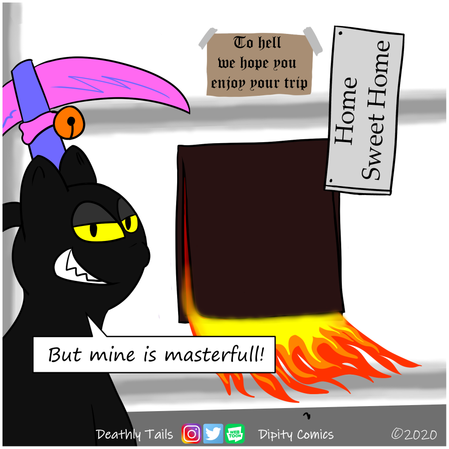 dipitycomics's tweet photo. Eugene has a way of dealing with skeptical ghosts. If you're really enjoying my comics stay tuned in every Tuesday and Thursday for new ones! #cat #smartcat #deviouscat #grimreaper #comic #webcomic #funny #webtoon #drawing #art #comics #newcomics #deathlytails #humour #darkhumour https://t.co/GQeIqP71Ec
