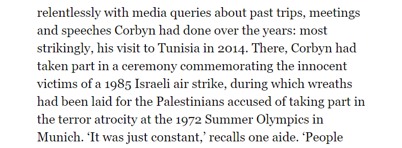 Classic Squealer. If you had to sum up the man in one paragraph, it would be this one."Wreaths had been laid" - oh, had they? By whom?And, no, the wreath wasn't for people who were just "accused" of terrorism. It was for actual terrorists.