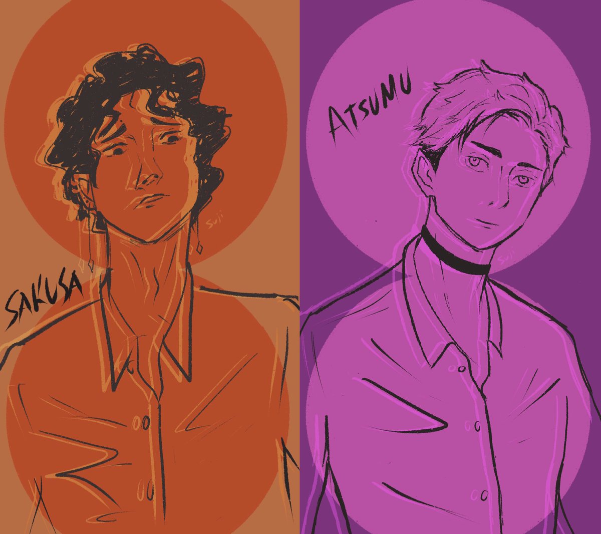sujired's tweet image. msby sakusa, atsumu, hinata and bokuto sketches from my phone ⚫️🔸⚪️
#haikyuufanart #msby