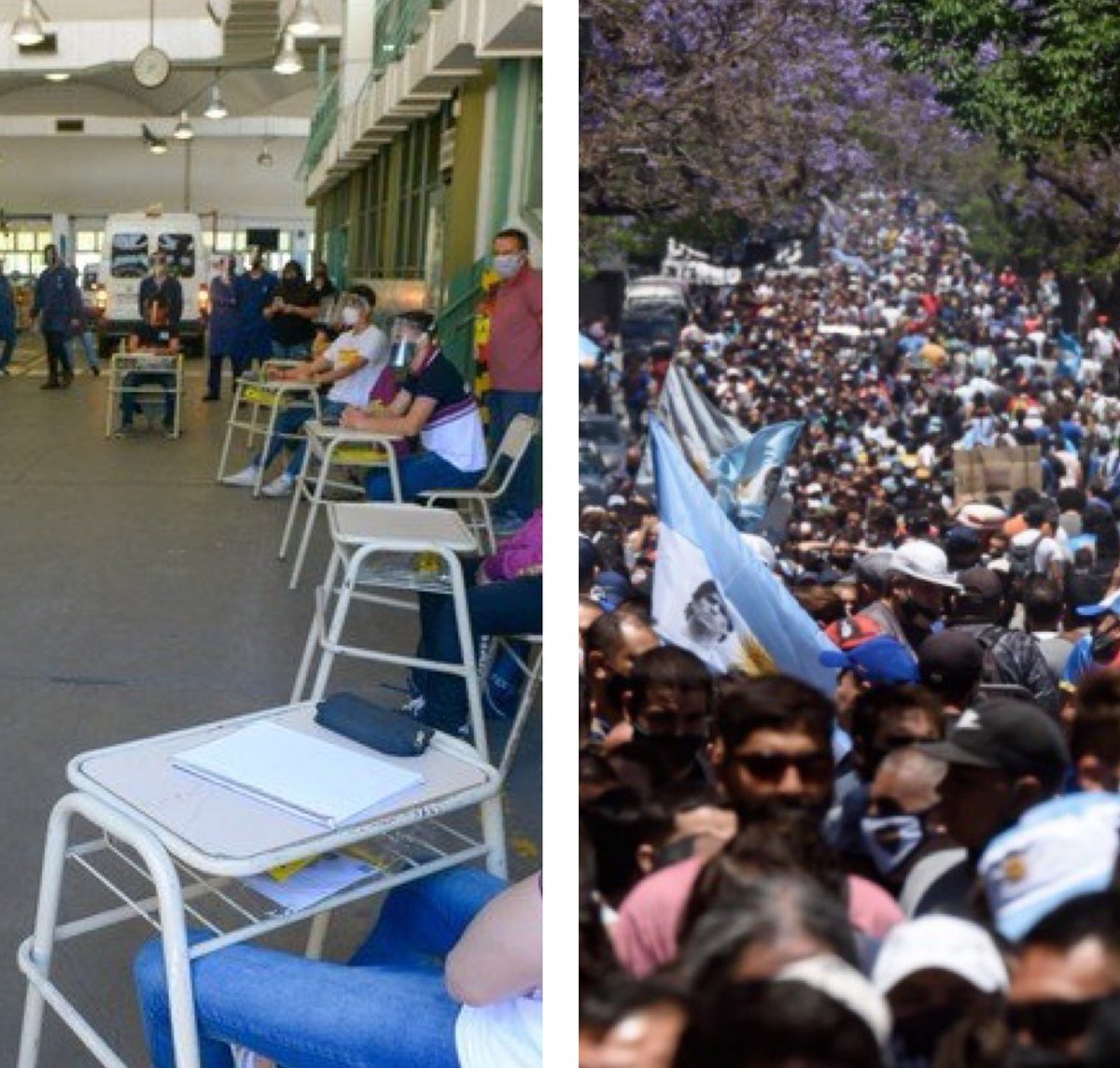 M_Campagnoli's tweet photo. Es hora de reflexionar y sincerarnos:
- Burbujas para estudiantes de solo 9 alumnos con distanciamiento social y barbijo para revinculación por  una hora y media. 
- Despedida de Maradona, un millón de personas,  sin barbijo, sin distanciamiento social. https://t.co/1OSp502Rgv