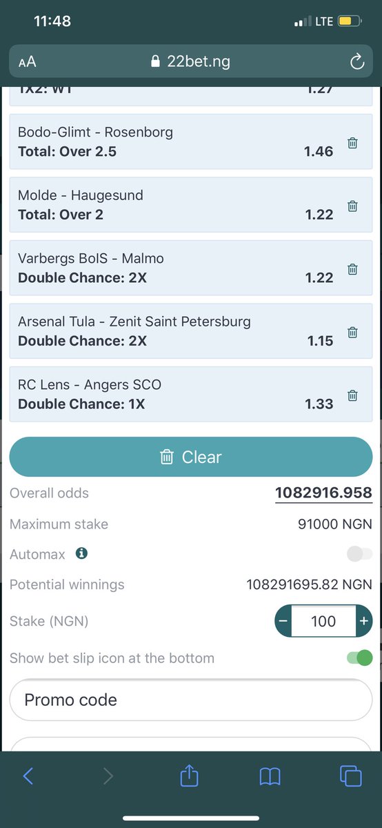 108M odds on 22BET! 

N100 to win 108M 💥⚡️🔥 🚀 

Code➡️ DSZU7

JOIN 22BET TODAY➡️ bit.ly/31jEBsN

Play ➡️ bit.ly/31jEBsN

Fund ➡️ t.me/JennyEPOS

Website ➡️ mrbankstips.com

Telegram ➡️ t.me/joinchat/AAAAA…

App ➡️ play.google.com/store/apps/det…