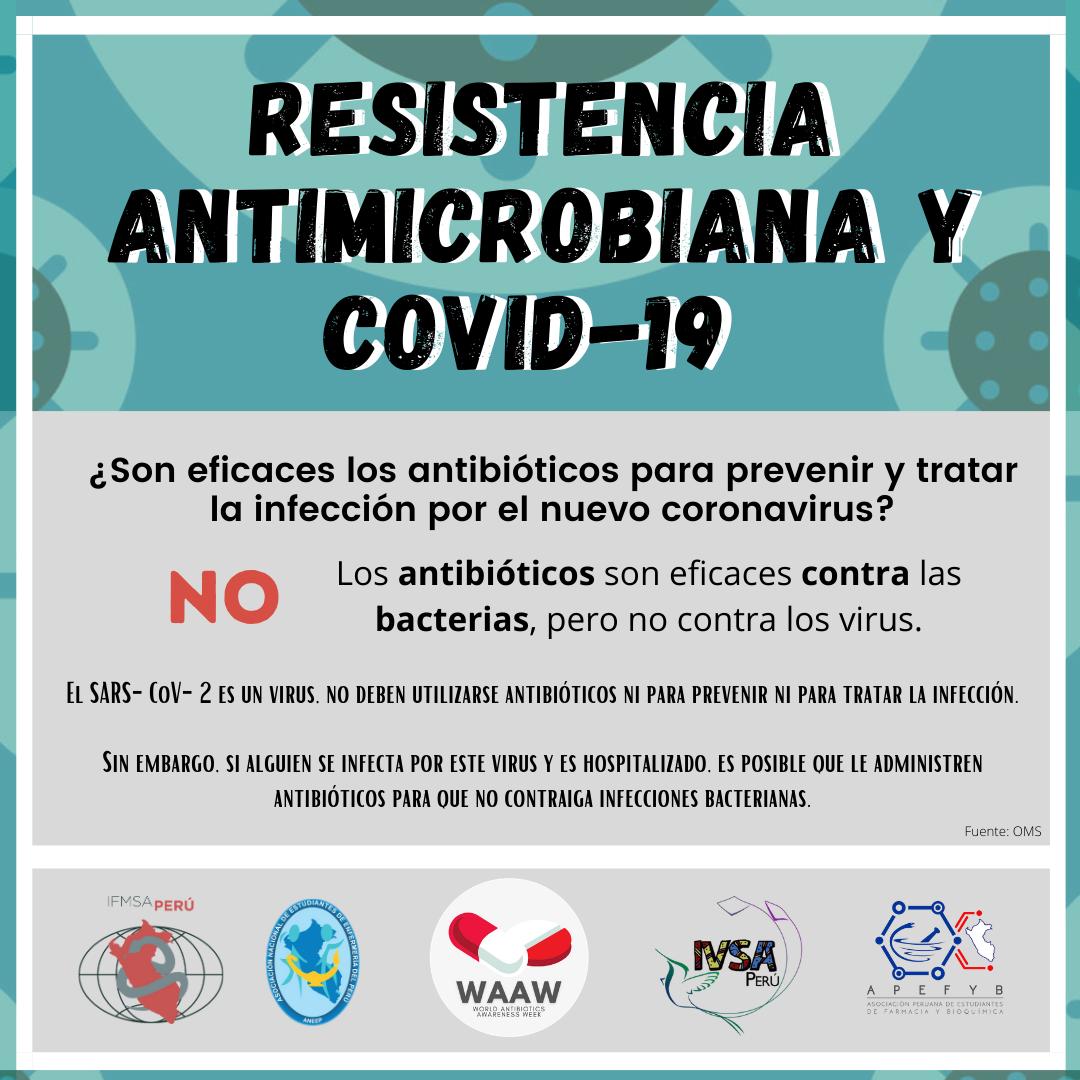 IFMSAPERU's tweet photo. Resistencia antimicrobiana y COVID-19 

Aquí te compartimos información relevante sobre el tema 👇🏼🤍

#WAAW 💊🌐
#IFMSAPERU https://t.co/A98PIL5NBN