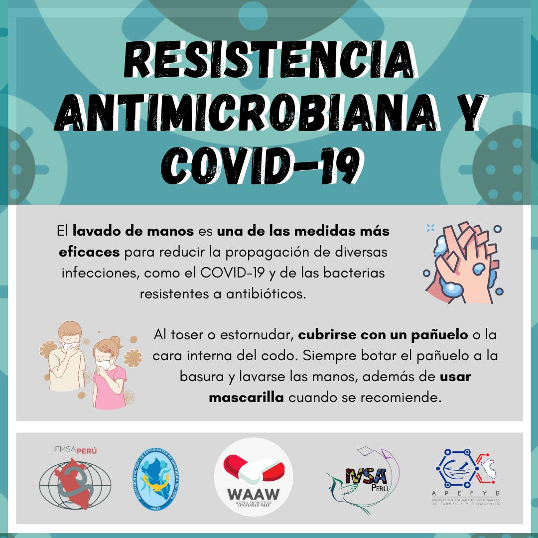 IFMSAPERU's tweet photo. Resistencia antimicrobiana y COVID-19 

Aquí te compartimos información relevante sobre el tema 👇🏼🤍

#WAAW 💊🌐
#IFMSAPERU https://t.co/A98PIL5NBN