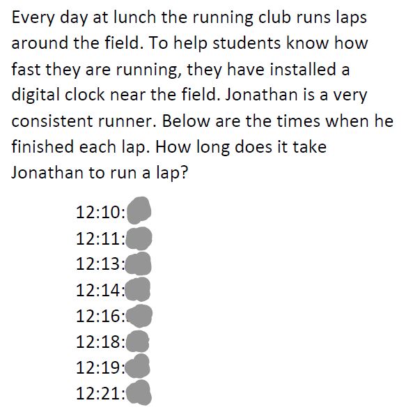 pgliljedahl's tweet photo. The clock is smudged. I wonder what the answer could be. #SmudgedMath https://t.co/k63VLDBspM